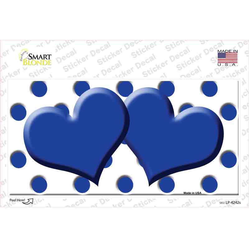 LP-4242s-M Blue White Polka Dot Centered Hearts Novelty Sticker Decal, Medium