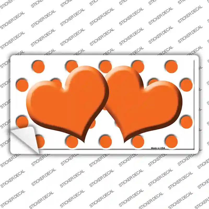 LP-4244s-L Orange White Polka Dot Centered Hearts Novelty Sticker Decal, Large