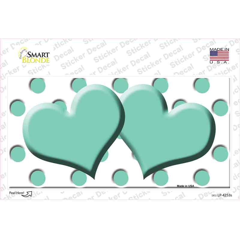 LP-4253s-M Mint White Polka Dot Centered Hearts Novelty Sticker Decal, Medium