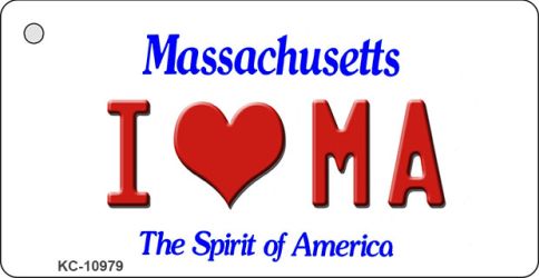 KC-10979 I Love MA Massachusetts State License Plate Key Chain