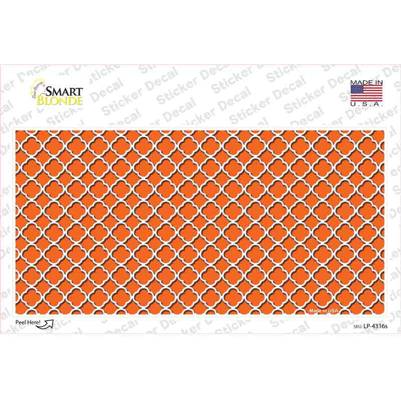 LP-4316s-M Orange White Quatrefoil Novelty Sticker Decal, Medium