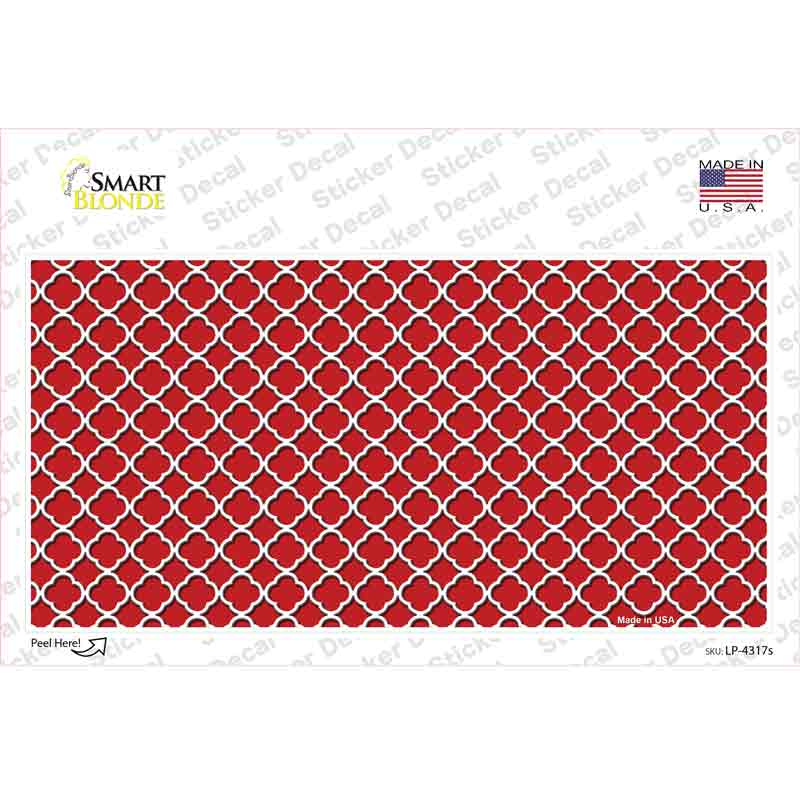 LP-4317s-M Red White Quatrefoil Novelty Sticker Decal, Medium