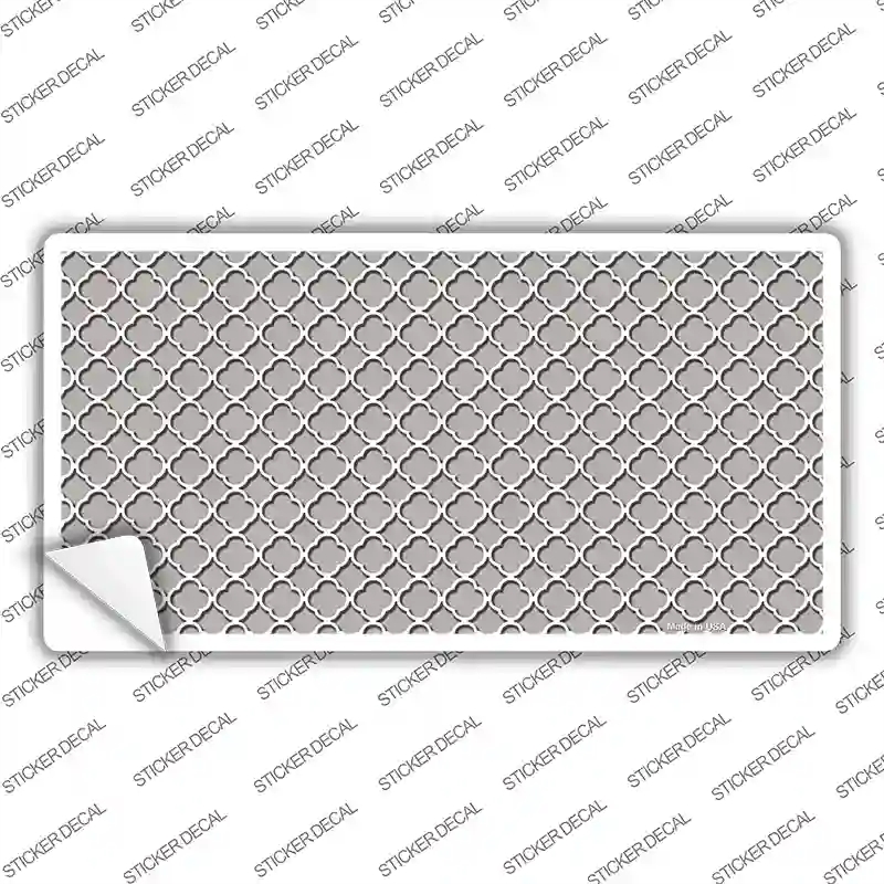 LP-4318s-L Gray White Quatrefoil Novelty Sticker Decal, Large