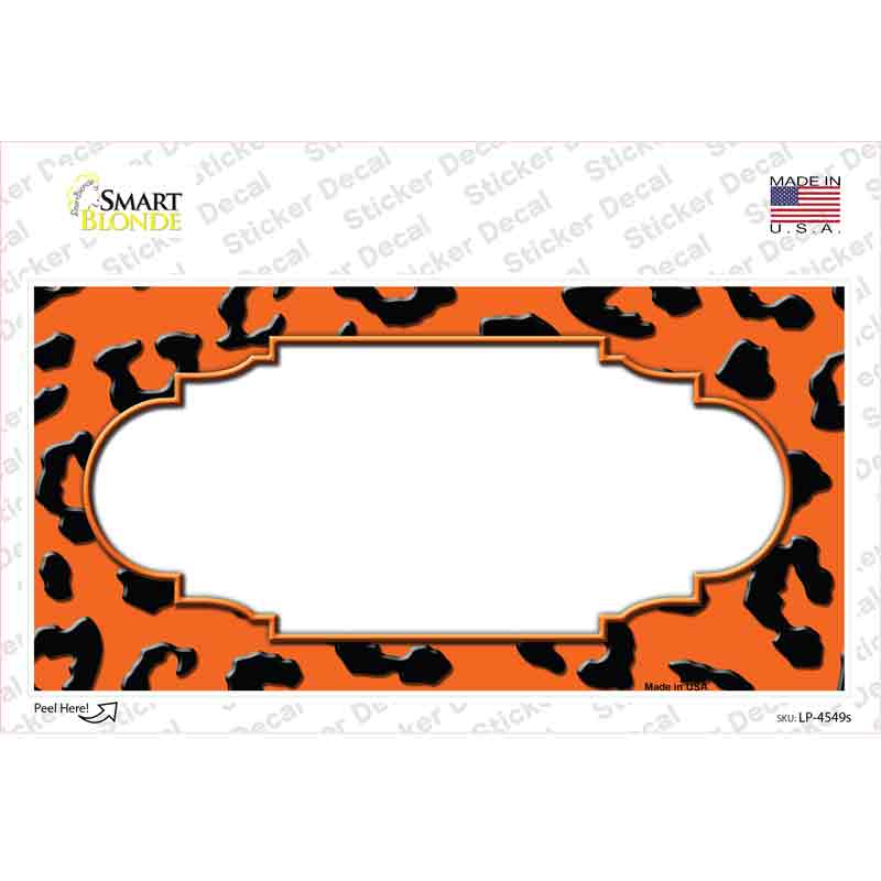 LP-4549s-M Orange Black Cheetah Scallop Novelty Sticker Decal, Medium