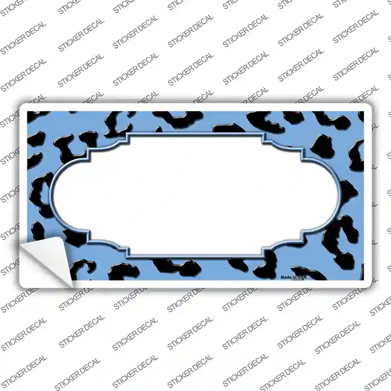 LP-4554s-S Light Blue Black Cheetah Scallop Novelty Sticker Decal, Small