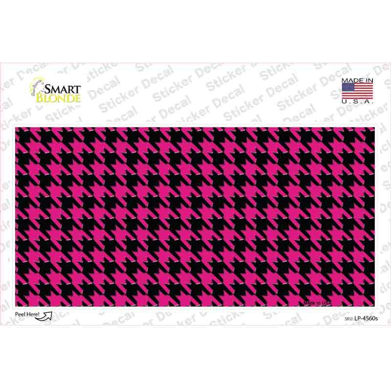 LP-4560s-M Pink Black Houndstooth Novelty Sticker Decal, Medium
