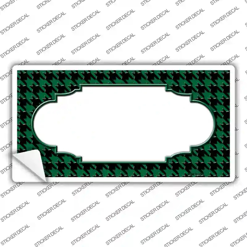 LP-4590s-S Green Black Houndstooth Scallop Center Novelty Sticker Decal, Small
