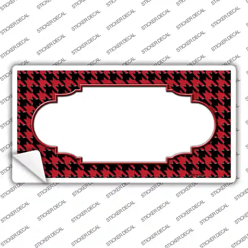 LP-4594s-L Red Black Houndstooth Scallop Center Novelty Sticker Decal, Large