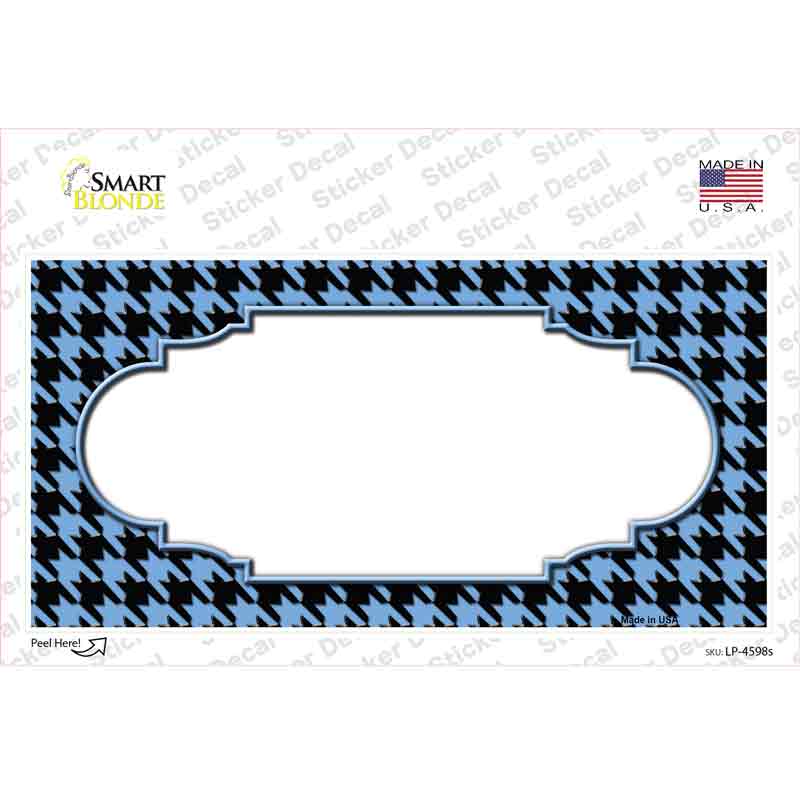 LP-4598s-M Light Blue Black Houndstooth Scallop Center Novelty Sticker Decal, Medium