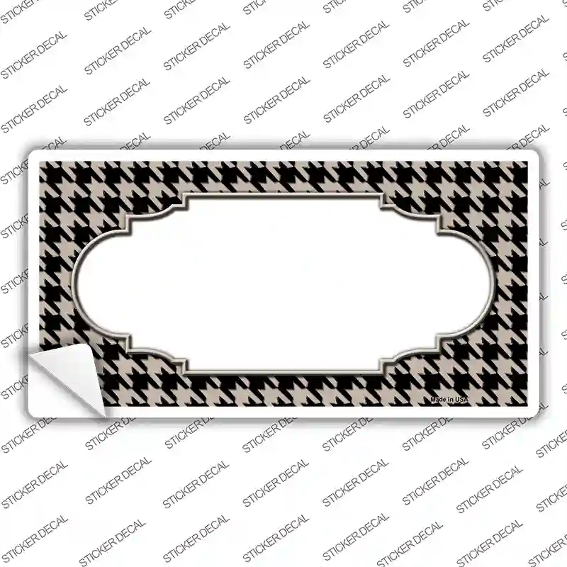 LP-4600s-L Tan Black Houndstooth Scallop Center Novelty Sticker Decal, Large