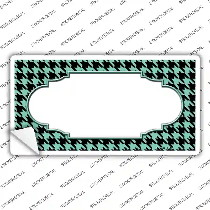 LP-4602s-L Mint Black Houndstooth Scallop Center Novelty Sticker Decal, Large