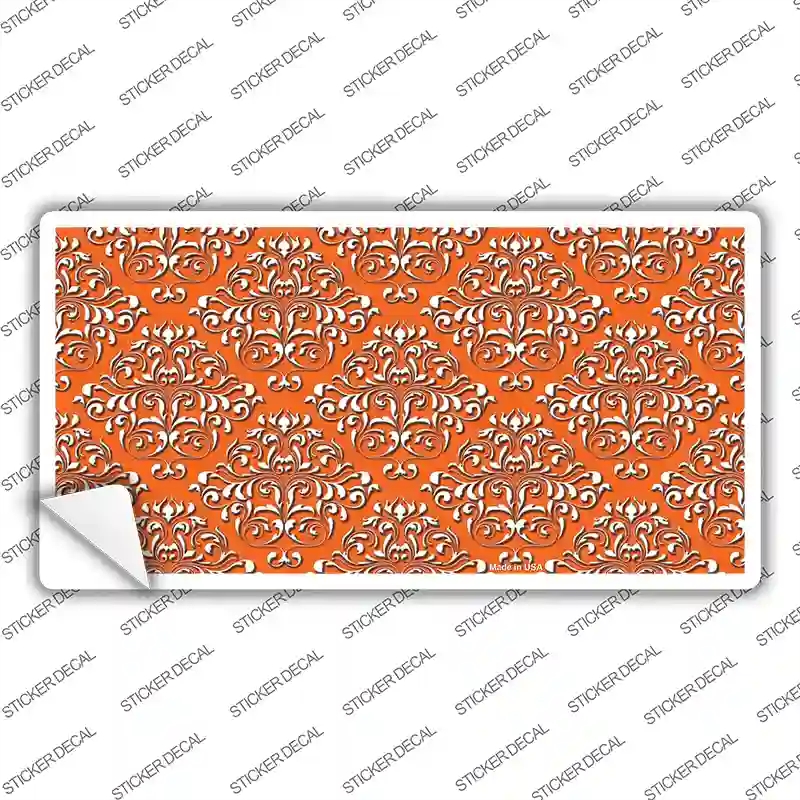 LP-4622s-L Orange White Damask Novelty Sticker Decal, Large