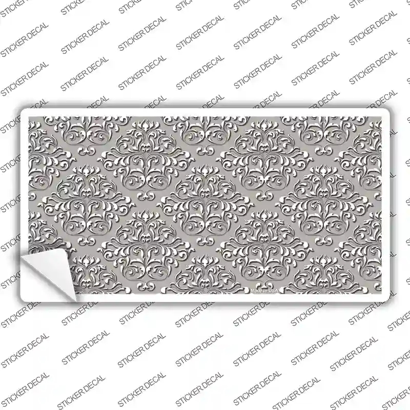 LP-4624s-XL Gray White Damask Novelty Sticker Decal, Extra Large