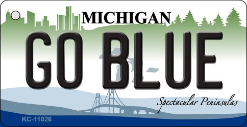 KC-11026 Go Blue Michigan State License Plate Novelty Key Chain