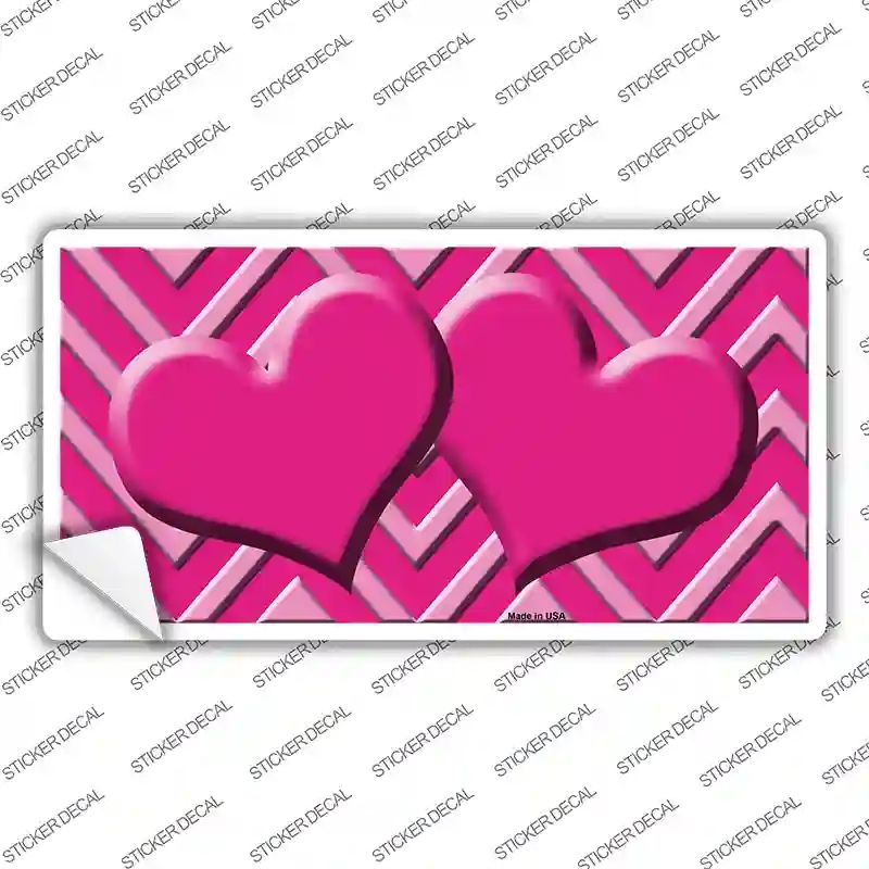 LP-4966s-S Pink Light Pink Heart Chevron Novelty Sticker Decal, Small