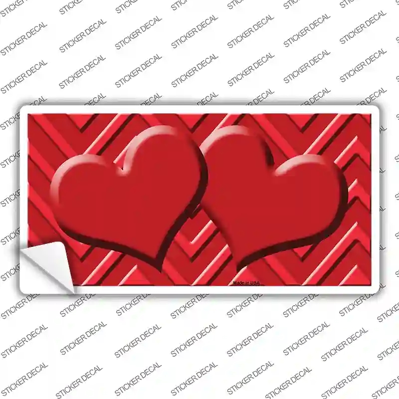 LP-4971s-S Red Light Red Heart Chevron Novelty Sticker Decal, Small