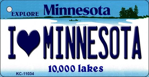KC-11034 I Love Minnesota State License Plate Novelty Key Chain