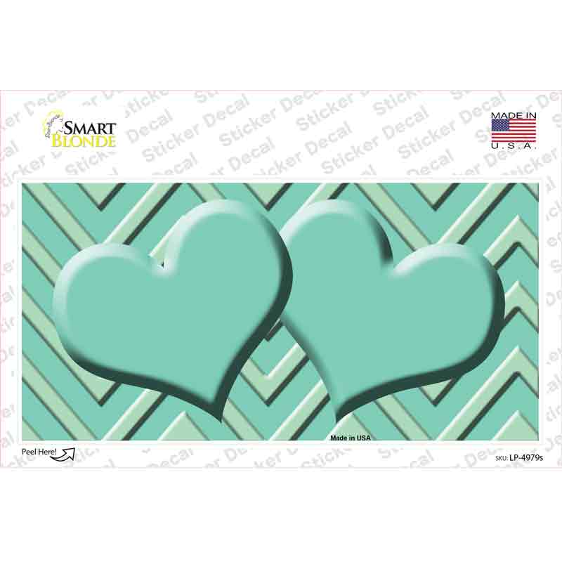 LP-4979s-M Mint Light Mint Heart Chevron Novelty Sticker Decal, Medium