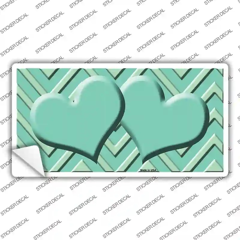 LP-4979s-XL Mint Light Mint Heart Chevron Novelty Sticker Decal, Extra Large