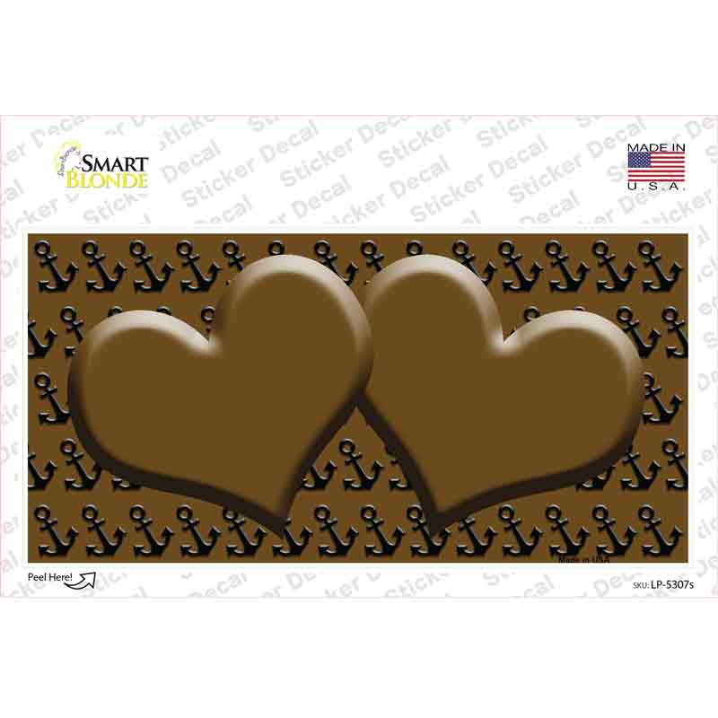 LP-5307s-M Brown Black Anchor Heart Center Novelty Sticker Decal, Medium