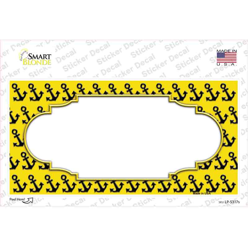 LP-5317s-M Yellow Black Anchor Scallop Center Novelty Sticker Decal, Medium