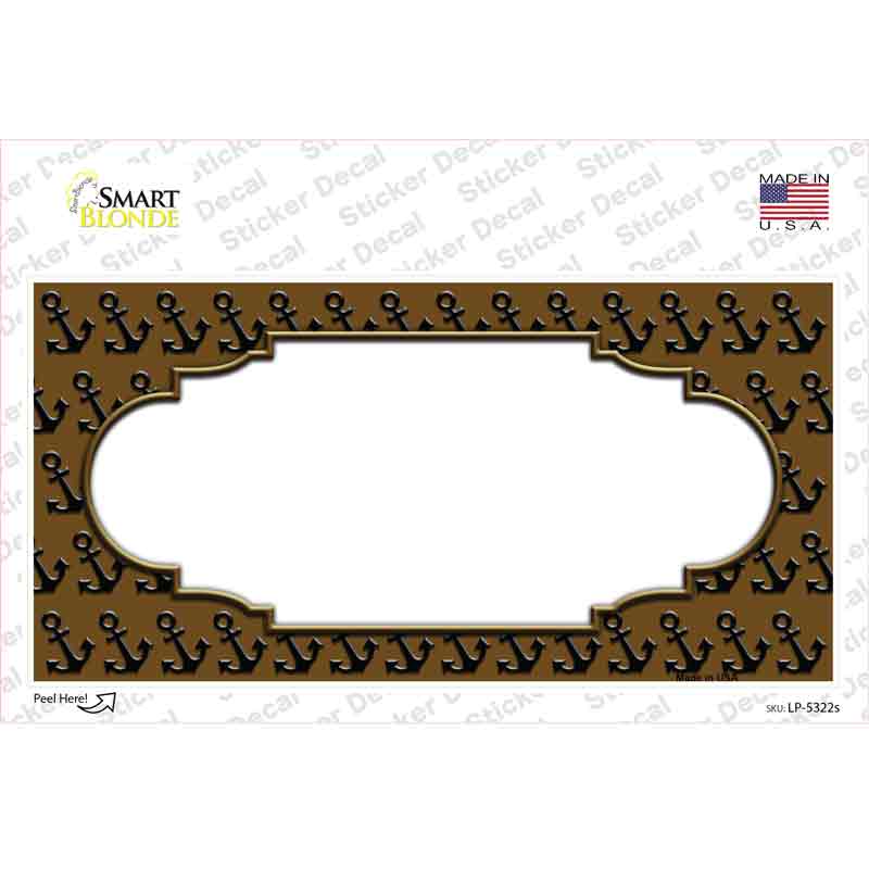 LP-5322s-M Brown Black Anchor Scallop Center Novelty Sticker Decal, Medium