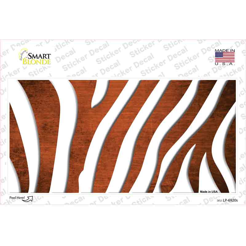 LP-6920s-M Orange White Zebra Oil Rubbed Novelty Sticker Decal, Medium
