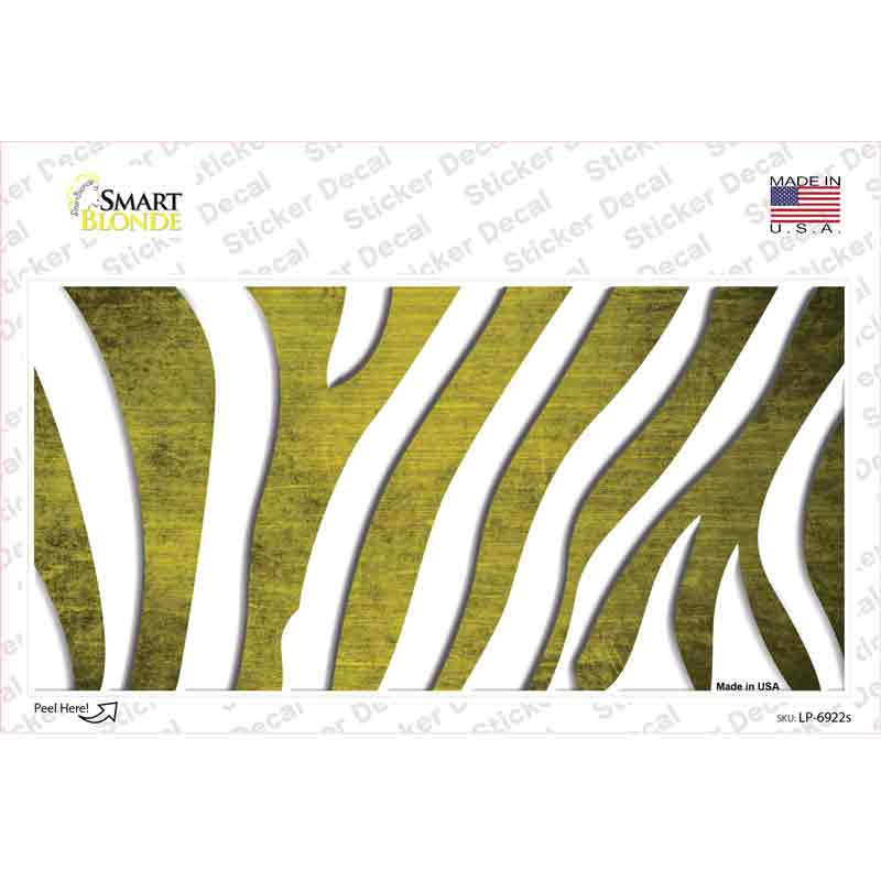 LP-6922s-M Yellow White Zebra Oil Rubbed Novelty Sticker Decal, Medium