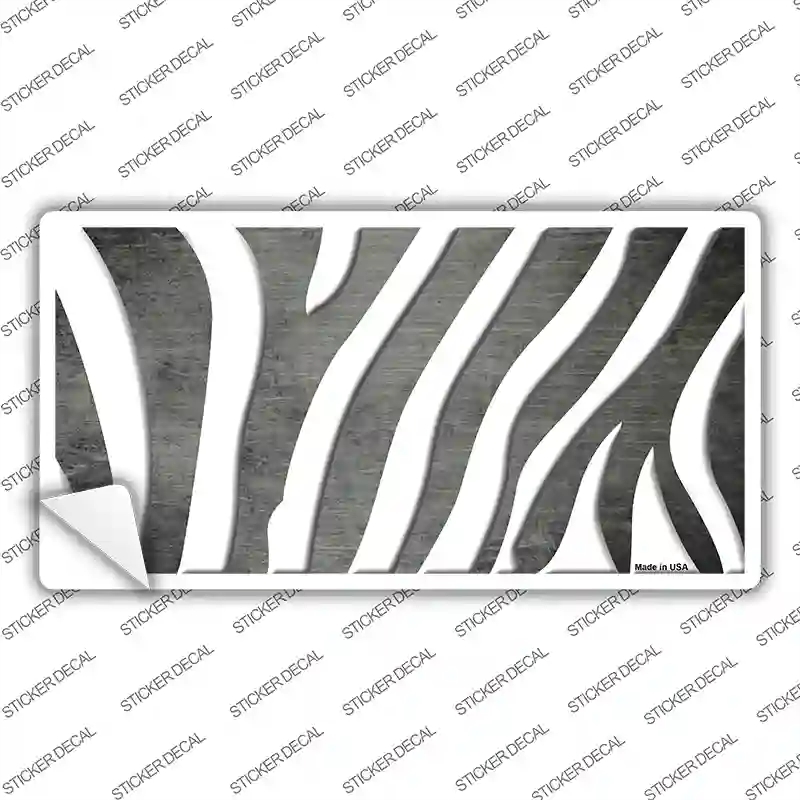 LP-6925s-L Gray White Zebra Oil Rubbed Novelty Sticker Decal, Large