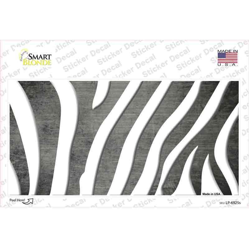 LP-6925s-M Gray White Zebra Oil Rubbed Novelty Sticker Decal, Medium