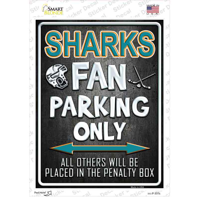 P-331s-M Sharks Novelty Rectangle Sticker Decal, Medium