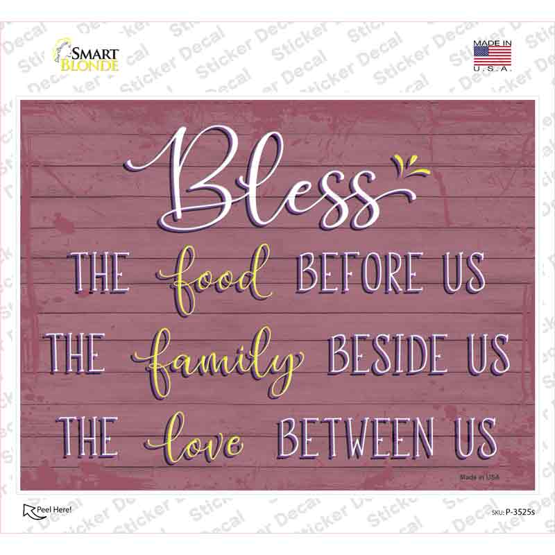 P-3525s-M Bless Food Family Love Novelty Rectangular Sticker Decal, Medium