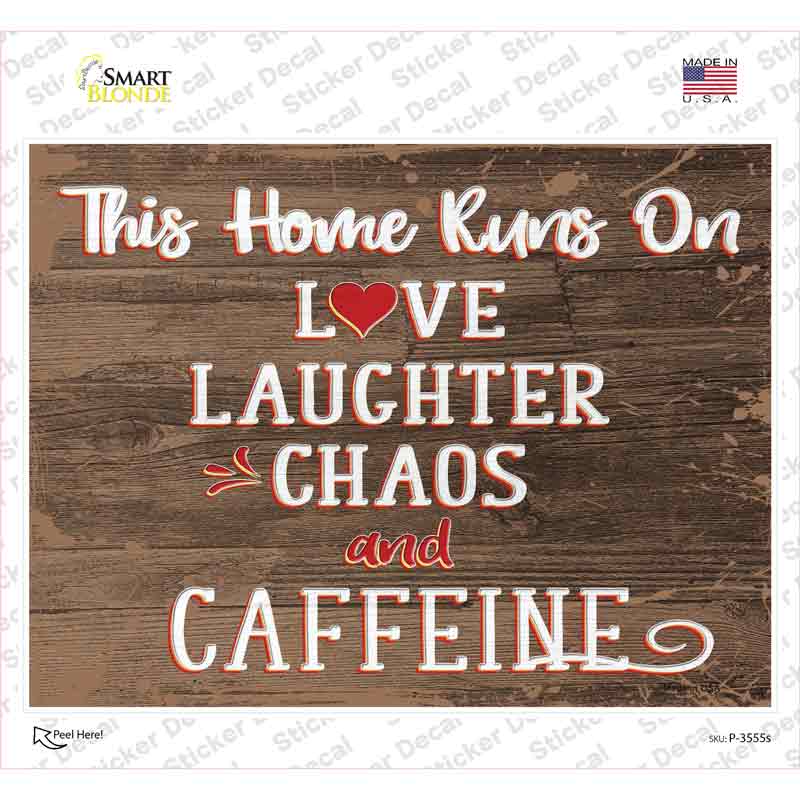 P-3555s-M This Home Runs on Novelty Rectangular Sticker Decal, Medium