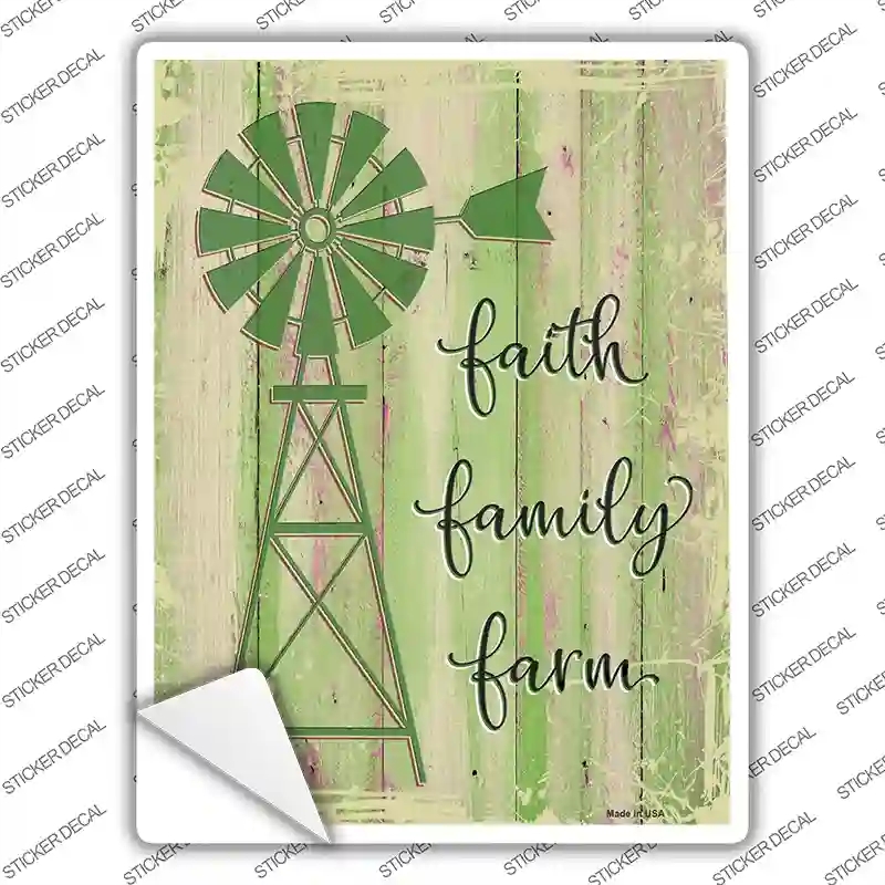 P-3557s-S Faith Family Farm Novelty Rectangular Sticker Decal, Small