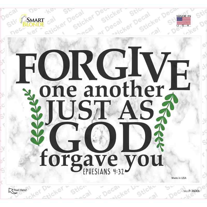 P-3600s-M God Forgave You Bible Verse Novelty Rectangle Sticker Decal, Medium
