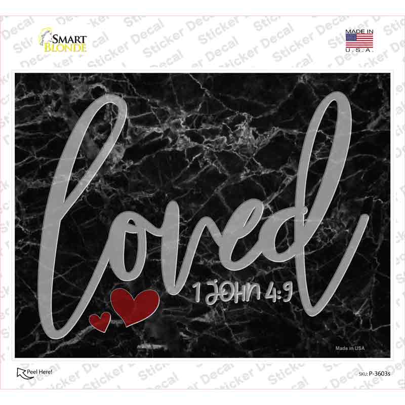 P-3603s-M Loved Bible Verse Novelty Rectangle Sticker Decal, Medium