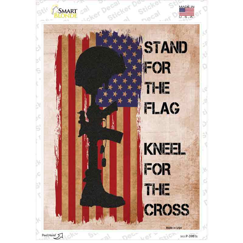 P-3981s-M Stand for the Flag Novelty Rectangle Sticker Decal, Medium