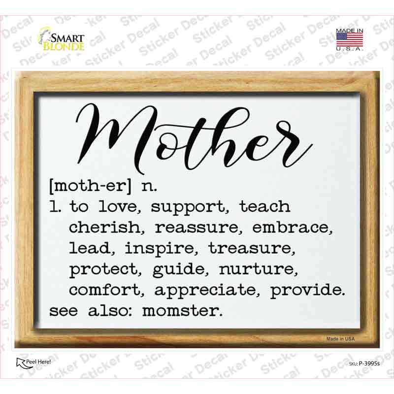 P-3995s-M Mother Definition Novelty Rectangle Sticker Decal, Medium