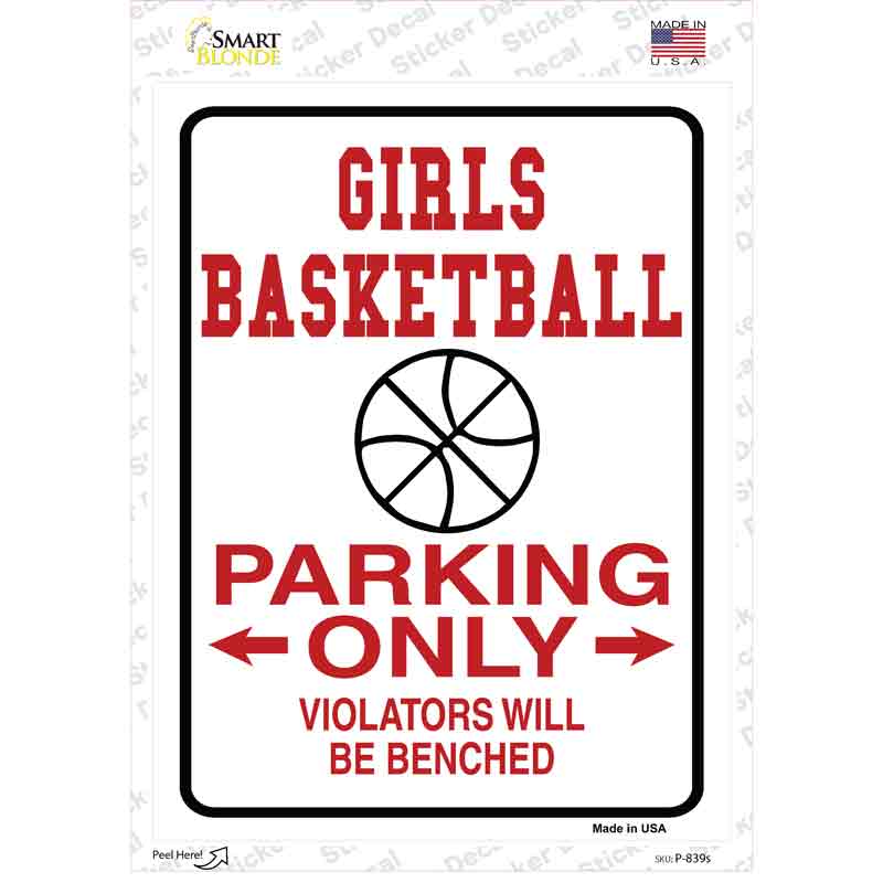 P-839s-M Girls Basketball Only Novelty Rectangle Sticker Decal, Medium