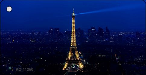 KC-11250 Eiffel Tower Night with City Skyline Novelty Aluminum Key Chain