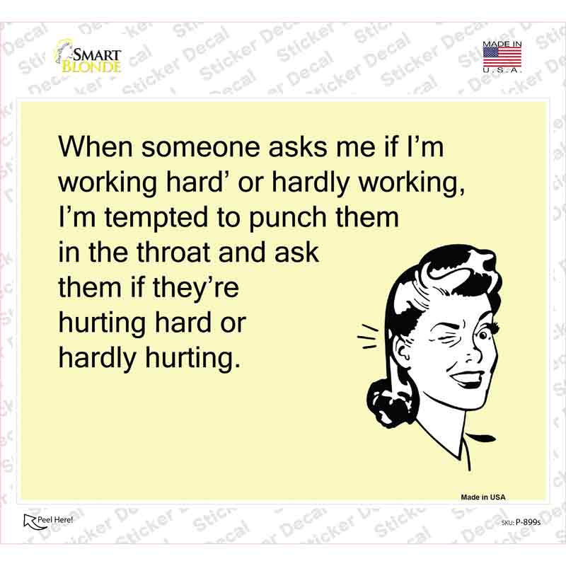 P-899s-M Working Hard or Hardly Working Novelty Rectangle Sticker Decal, Medium