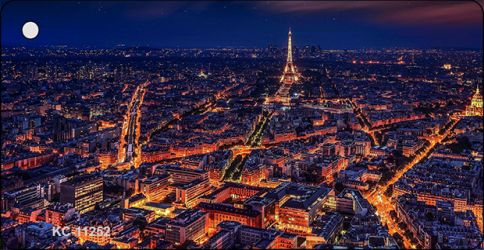 KC-11252 Paris At Night Eiffel Tower in Center Novelty Aluminum Key Chain