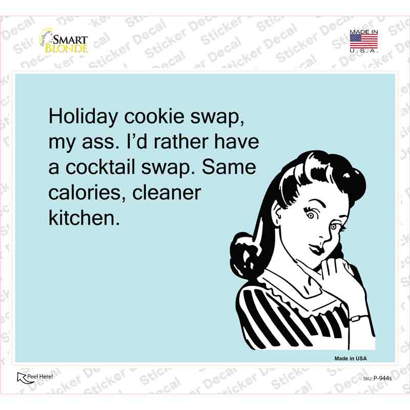 P-944s-M Holiday Cookie Swap Novelty Rectangle Sticker Decal, Medium