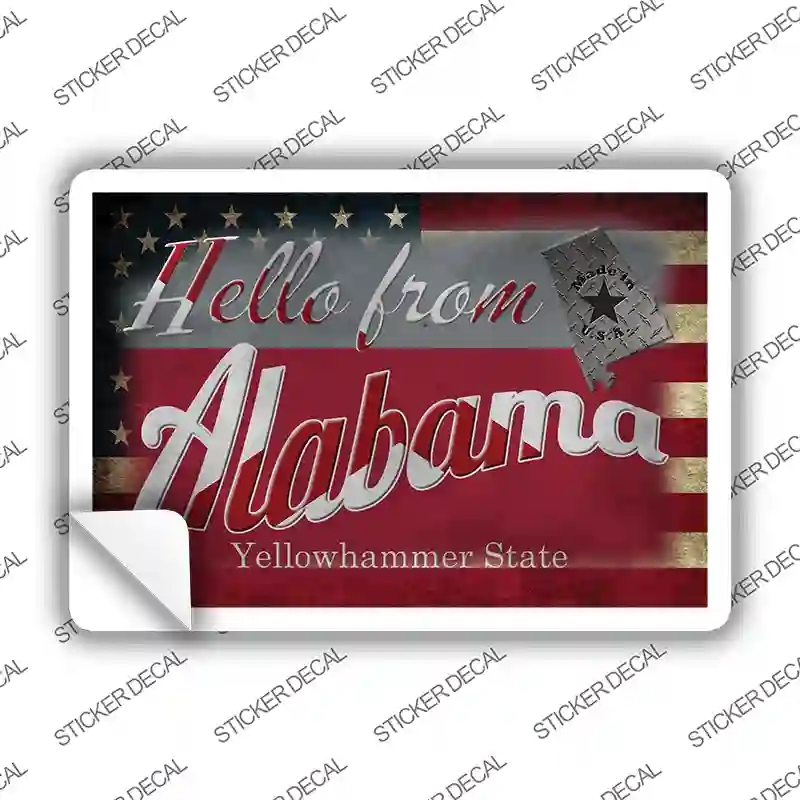 PC-001s-L Hello From Alabama Novelty Postcard Sticker Decals, Large