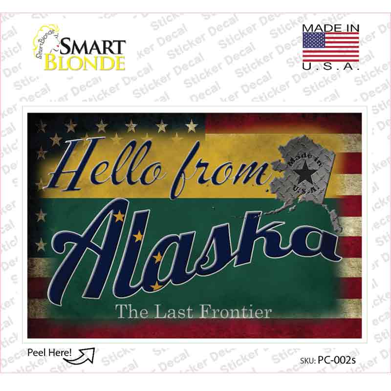 PC-002s-M Hello From Alaska Novelty Postcard Sticker Decals, Medium