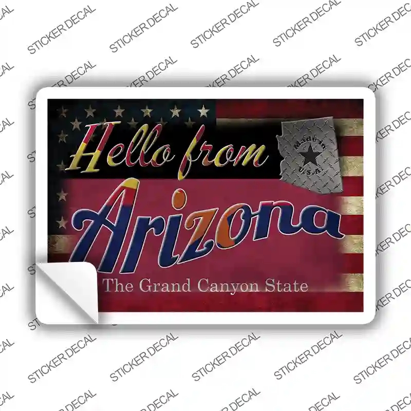 PC-003s-L Hello From Arizona Novelty Postcard Sticker Decals, Large