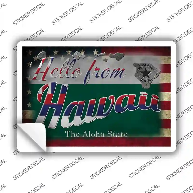 PC-011s-L Hello From Hawaii Novelty Postcard Sticker Decals, Large