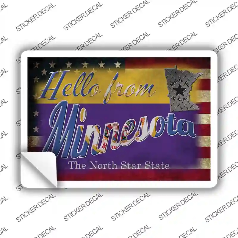 PC-023s-S Hello From Minnesota Novelty Postcard Sticker Decals, Small