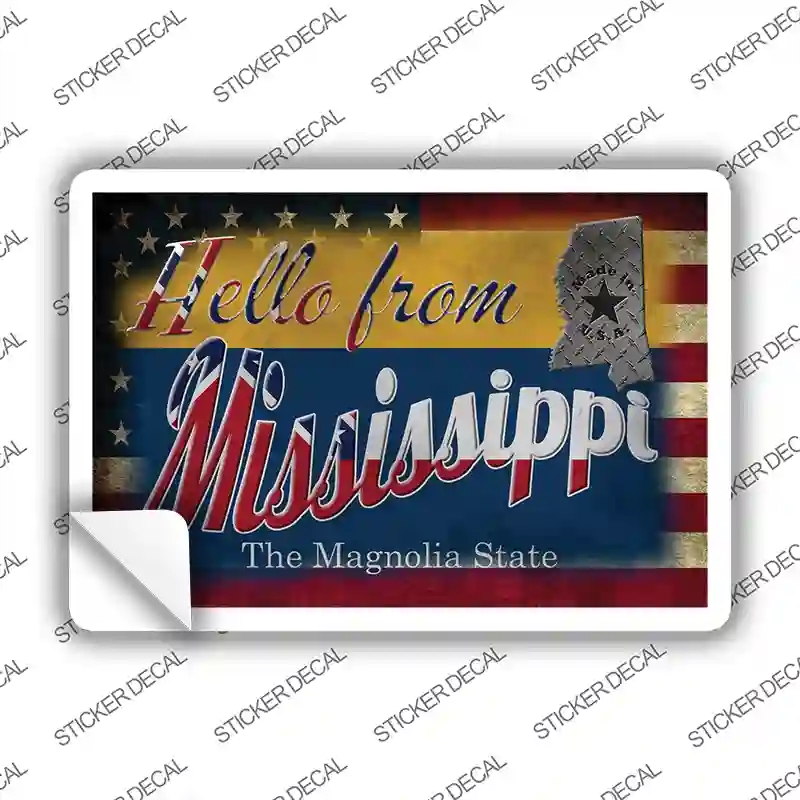 PC-024s-S Hello From Mississippi Novelty Postcard Sticker Decals, Small