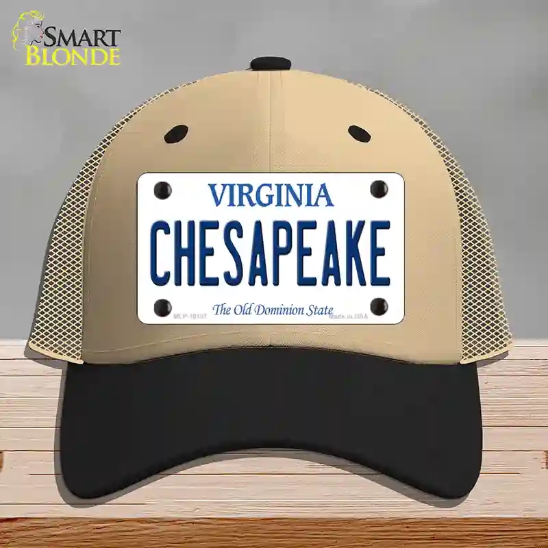 HAT02-MLP-10107 Chesapeake Virginia Novelty License Plate Hat, Mesh - Khaki & Black
